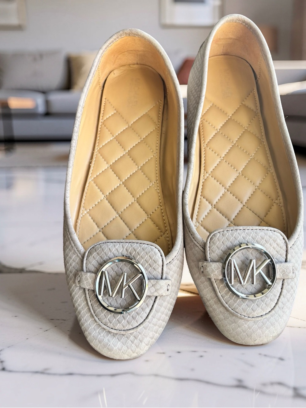 Michael Kors Cream Quilted Logo Loafers